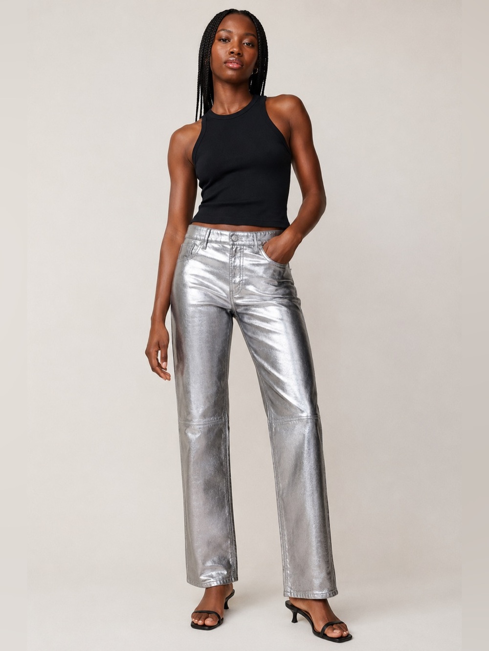 GAP Metallic Silver Cheeky Straight High Rise Jeans – Size 28